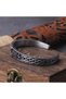 Thor Mjollnir Valknut Runic Inscription Scandinavian Motif Handcuff Open Men's 316l Steel Bracelet - 3