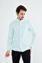 Mint Green Slimfit Cotton Oxfort Lycra Collar Buttoned Long Sleeve Men's Shirt G490 - 6