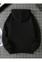 HOODED BLACK PATI PRINTED SWEATSHIRT HOODIE - 2