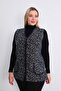 Cream Navy Blue Leopard Fleece Vest - 7