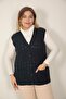 Women's V-Neck Winter Thick Wool Chain Modeled Knitwear Buttoned Pocket Mother Vest - 2