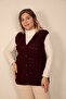 Women's V-Neck Winter Thick Wool Chain Modeled Knitwear Buttoned Pocket Mother Vest - 4