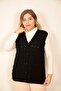 Women's V-Neck Winter Thick Wool Chain Modeled Knitwear Buttoned Pocket Mother Vest - 7