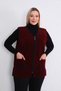 Burgundy Fleece Zipper Vest - 4