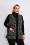 Plus Size Black Cream Leopard Fleece Vest - 3