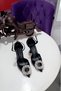 Black Satin 11cm Champagne Heeled Evening Dress Women's Shoes with Stone Accessories and Ankle Belt - 3