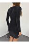 Mazelf Women's Stretchy Silvery Sandy Fabric Long Sleeve Kr Double-Breasted Aka Mini Evening Dress - 2