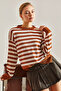 Women's Tile Ecru Striped Sweater Stk115 - 2