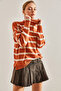 Women's Tile Turtleneck Striped Sweater Stk123 - 5
