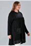 Women's Large Size Block Patterned Accessory Detail Front Single Pocket Flexible Viscose Tunic - 4