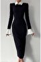 Vintage Style Flounce Sleeve Maxi Dress - 3