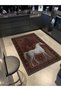 Dark Tone Motif Beige Noble Horse Patterned Creative Modern Decorative Carpet 2531 - 2
