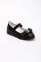 Sparkly Bow Non-Slip Sole Matte Black Children's Ballerinas - 6
