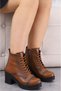 Linda-101 Lace Up Side Zipper Tan Women's Boots - 3