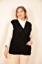 Women's V-Neck Winter Thick Wool Chain Modeled Knitwear Buttoned Pocket Mother Vest - 2