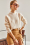Women's Ecru Ribbed Knit Sweater 70010113 - 4