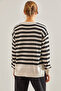 Women's Black and White Striped Sweater Stk115 - 7