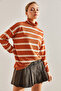 Women's Tile Turtleneck Striped Sweater Stk123 - 7