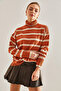 Women's Tile Turtleneck Striped Sweater Stk123 - 8