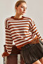 Women's Tile Ecru Striped Sweater Stk115