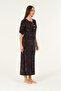 women's buttoned short sleeve velvet maxi length dress - 2