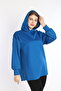 Women's Cobalt Blue Scuba Fabric Hooded Comfortable Fit Sweat Tunic - Nd 2355 - 6