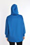 Women's Cobalt Blue Scuba Fabric Hooded Comfortable Fit Sweat Tunic - Nd 2355 - 7