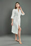 Collar NS Embroidery Bamboo Cotton Pique Dressing Gown - 5