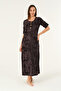 women's buttoned short sleeve velvet maxi length dress - 3