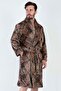 Men's Shawl Collar Welsoft Brown Dressing Gown 3C0T4N0O74 - 2