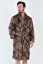 Men's Shawl Collar Welsoft Brown Dressing Gown 3C0T4N0O74