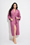 Bamboo Cotton Pique Dressing Gown with Collar Piping