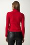 Women's Red Cut Out Detailed Turtleneck Corded Knitted Blouse GT00228 - 5