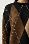 Women's Black Premium Diamond Patterned Oversize Knitwear Sweater FN03163 - 5