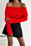 Women's Orange Ruffle Collar Ribbed Sweater - 7