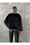 Women's Black Plush Fur Jacket - 5
