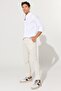 Men's Beige Slim Fit Slim Fit Seersucker Patterned Flexible Trousers with Side Pockets - 3