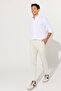 Men's Beige Slim Fit Slim Fit Seersucker Patterned Flexible Trousers with Side Pockets - 2