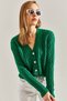 Women's Green Hair Braided Buttoned Knitwear Cardigan 20234224 - 7