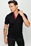 Men's Polo Collar Buttoned Pocket T-shirt Black