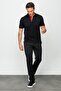 Men's Polo Collar Buttoned Pocket T-shirt Black - 5