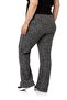 Large Size Wide Leg Elastic Waist Ribbed Knitwear Black Trousers - 3