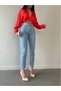 Pollen Light Blue High Waist Colorfast Mom Jean Women's Boyfriend Power Lycra - 4