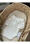Frilly Organic Newborn Long Sleeve Bodysuit Dried Rose Handcrafted Embroidered - 3