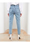 Jeans Blue Washing High Waist Mom Jeans Boyfrend Pants - 3