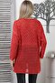 Red V-Neck Long Sleeve Tied Washed Openwork Jacquard Knitwear Long Fit Blouse - 8