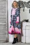 Navy Blue-White-Pink Magnificent Collar Long Sleeve Buttoned Ruffle Wide Cut Woven Casual Dress - 5