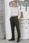 Dark Khaki Double Pocket Knitted Elasticated and Tied Waist Double Leg Casual Steel Interlock Trousers - 4