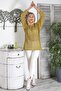 Lemon Mold Color V-Neck Long Sleeve Tied Washed Openwork Jacquard Knitwear Long Fit Blouse - 6