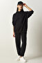 Women's Black Hooded Shawl Knitted Tracksuit Set DD01279 - 2